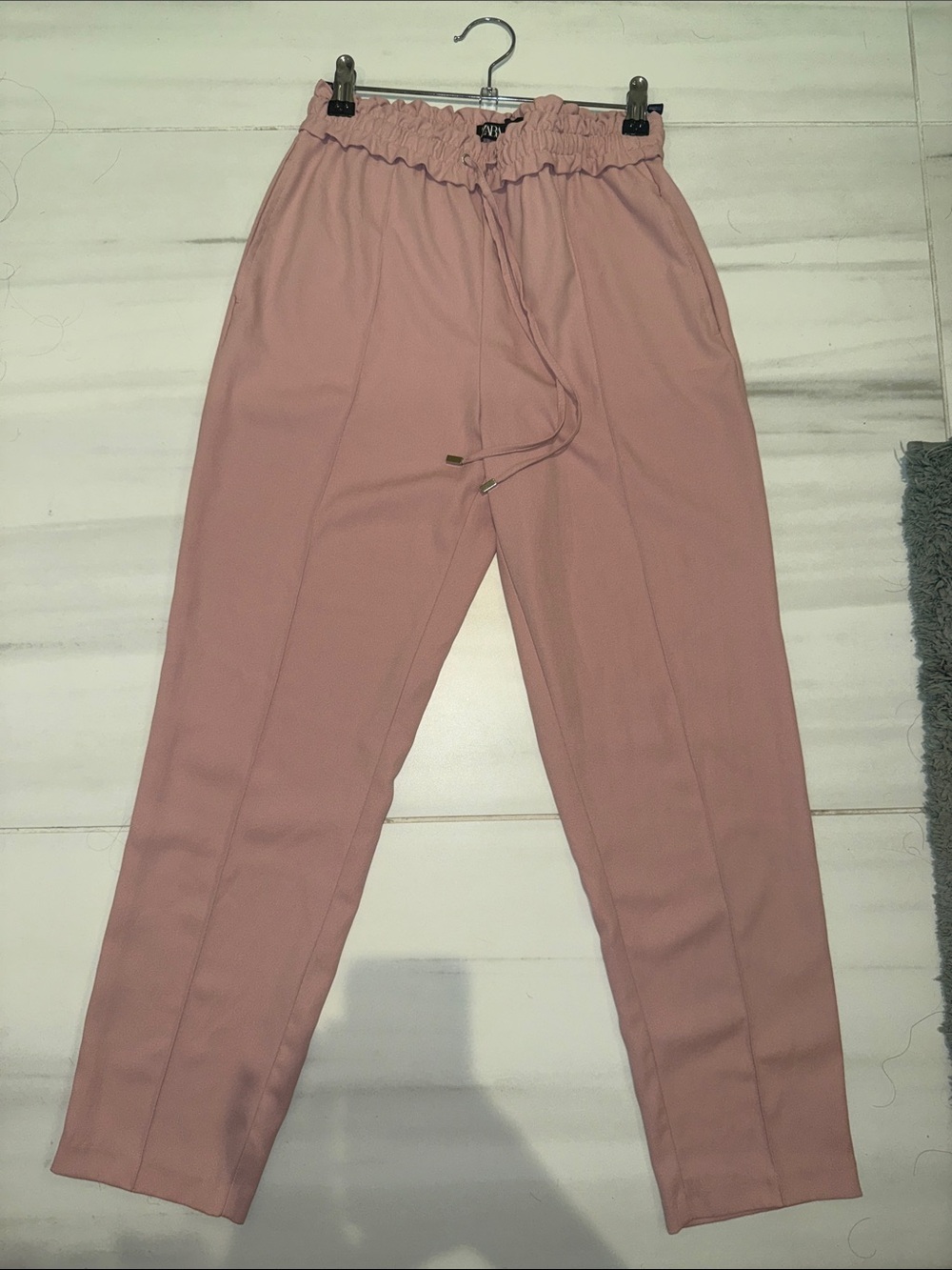 Blush Pink Drawstring Waist Trousers